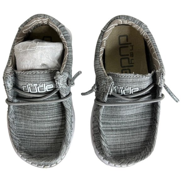 Hey Dude Wally Toddler Shoes Linen Stone Gray Slip On Size K6 M New In Box - Picture 7 of 14